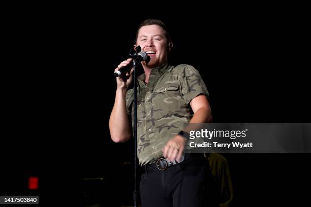 Scotty McCreery performs during the ACM Party For A Cause at Ascend Amphitheater on August 23, 2022 in Nashville, Tennessee.