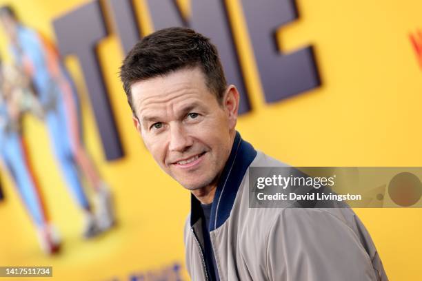 Mark Wahlberg attends the Los Angeles premiere of Netflix's "Me Time" at Regency Village Theatre on August 23, 2022 in Los Angeles, California.