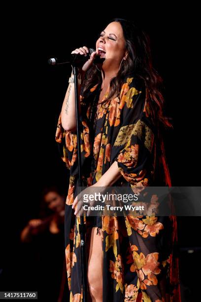 Sara Evans performs during the ACM Party For A Cause at Ascend Amphitheater on August 23, 2022 in Nashville, Tennessee.