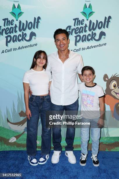 Gia Lopez, Mario Lopez and Dominic Lopez attend Great Wolf Lodge's “The Great Wolf Pack: A Call to Adventure” red carpet event at Great Wolf Lodge on...