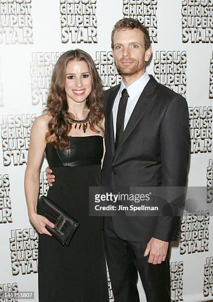 Actors Chilina Kennedy and Paul Nolan attends the after party for the "Jesus Christ Superstar" Broadway opening night at the New York Hilton Grand...