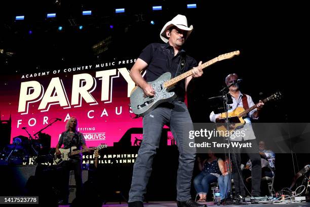 Brad Paisley performs during the ACM Party For A Cause at Ascend Amphitheater on August 23, 2022 in Nashville, Tennessee.