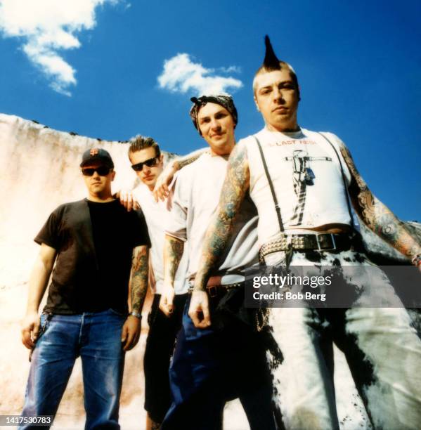 Drummer Brett Reed, bassist/vocalist Matt Freeman, guitarist/vocalist Tim Armstrong and guitarist/vocalist Lars Frederiksen, of the American punk...