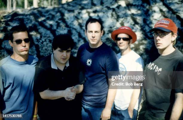 Bassist Jay Bentley, drummer Bobby Schayer, lead vocalist Greg Graffin, guitarist Brian Baker and guitarist Gregg Hetson, of the American punk rock...
