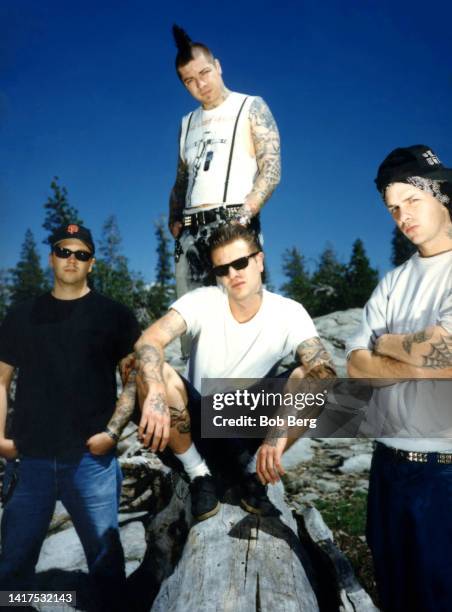 Drummer Brett Reed, bassist/vocalist Matt Freeman, guitarist/vocalist Lars Frederiksen and guitarist/vocalist Tim Armstrong, of the American punk...