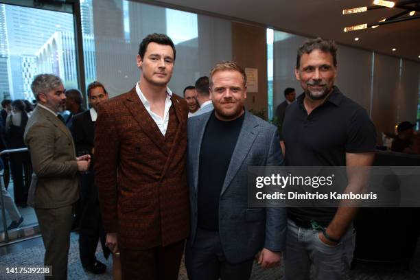 Benjamin Walker, Owain Arthur and Jeremy Sisto attend "The Lord Of The Rings: The Rings Of Power" New York Special Screening at Alice Tully Hall on...