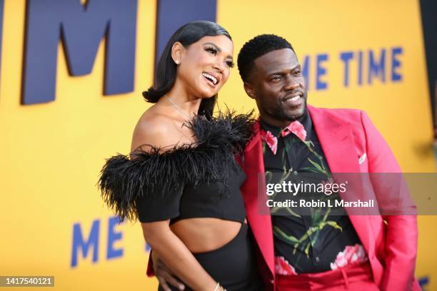 Eniko Parrish and Kevin Hart attend the Los Angeles Premiere of Netflix's "Me Time" at Regency Village Theatre on August 23, 2022 in Los Angeles,...