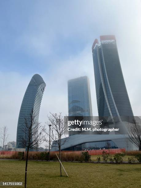 citylife milan, december - milan financial district stock pictures, royalty-free photos & images