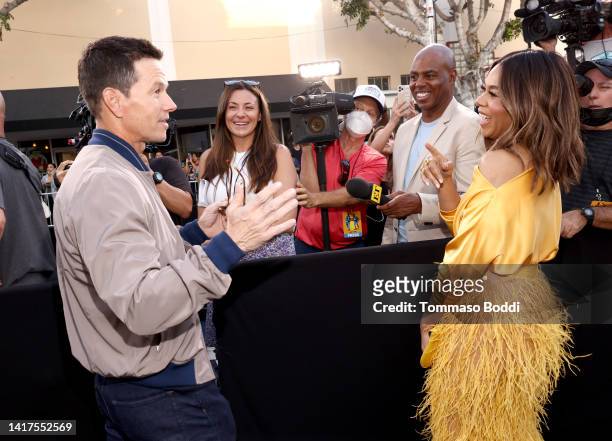 Mark Wahlberg and Regina Hall attend the Netflix 'ME TIME' Premiere at Regency Village Theatre on August 23, 2022 in Los Angeles, California.
