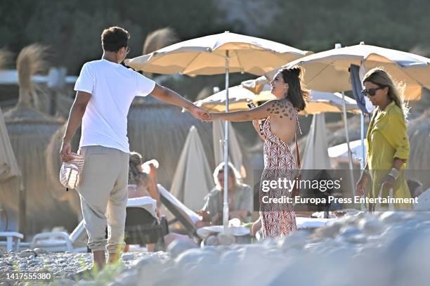 Elettra Lamborghini and her husband Afrojack are seen on the island of Ibiza on August 21, 2022 in Ibiza, Spain.