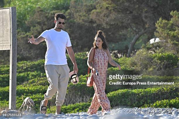 Elettra Lamborghini and her husband Afrojack are seen on the island of Ibiza on August 21, 2022 in Ibiza, Spain.