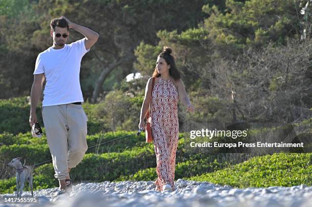 Elettra Lamborghini and her husband Afrojack are seen on the island of Ibiza on August 21, 2022 in Ibiza, Spain.