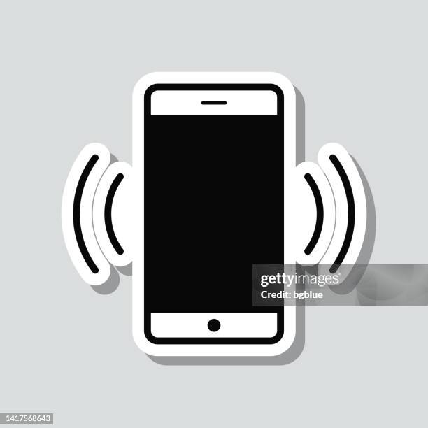 mobile phone ringing. icon sticker on gray background - iphone blank screen stock illustrations