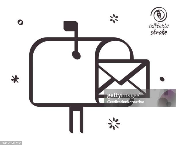 playful line illustration for mailbox tray - mailbox open stock illustrations