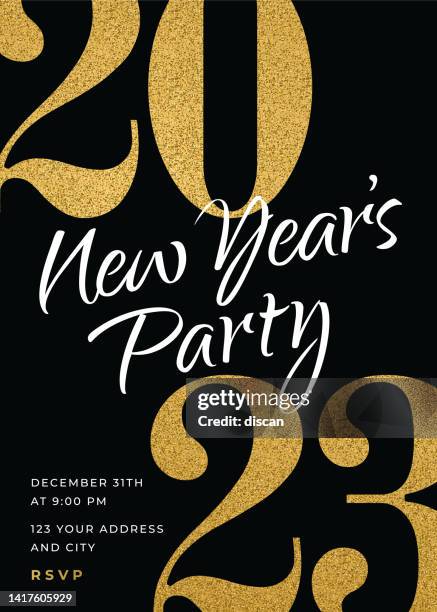 2023 - holiday new years party invitation design template. - champanhe stock illustrations