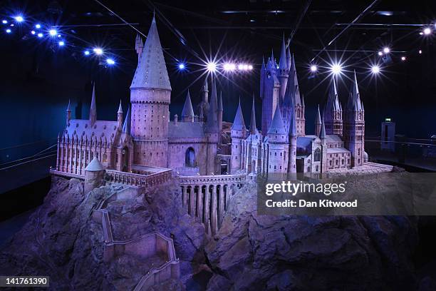 General view of 'Hogwarts Castle' at the Harry Potter Studio Tour at Warner Brothers Leavesden Studios on March 23, 2012 in London, England. The...