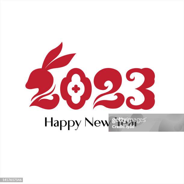 neujahr 2023, jahr des kaninchens - chinese new year vector stock-grafiken, -clipart, -cartoons und -symbole