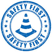 Safety first vector ink stamp