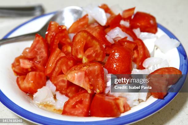 tomato salad - chopped tomatoes foto e immagini stock