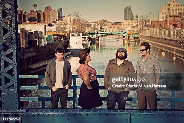 Band Alabama Shakes, with singer Brittany Howard, guitarist Heath Fogg, bassist Zac Cockrell, and drummer Steve Johnson. Photographed for NME on...