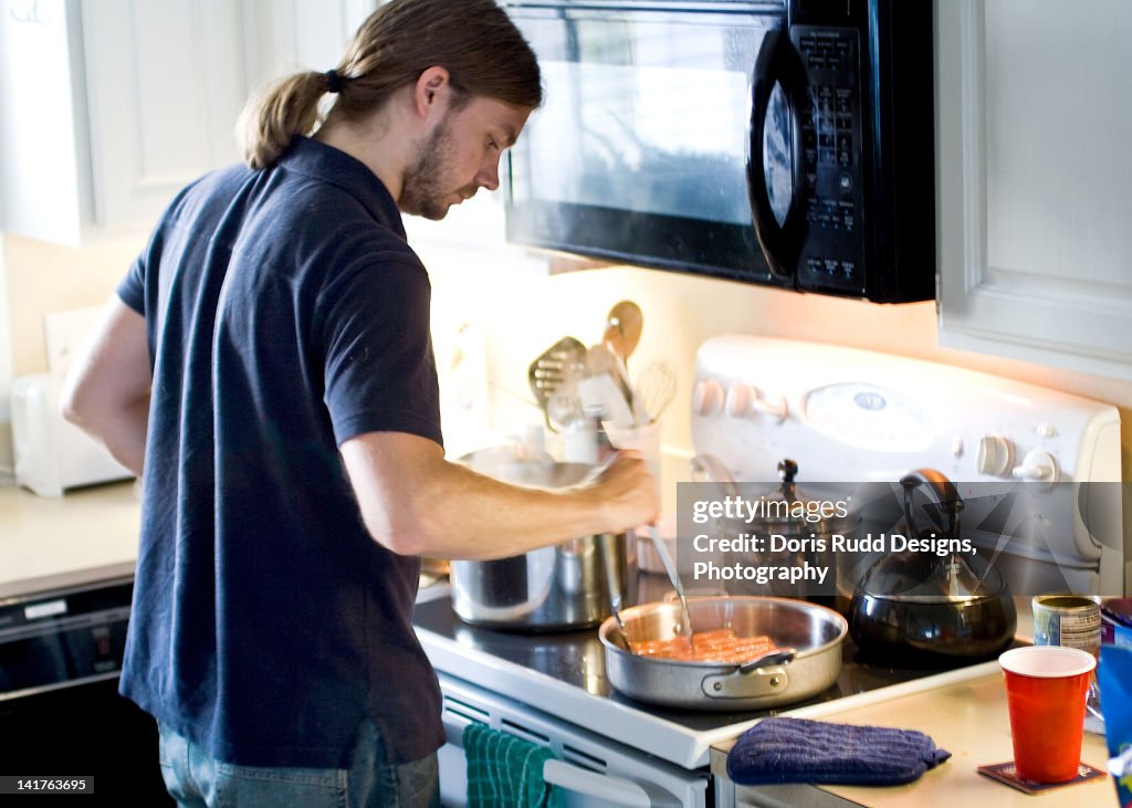 Young man Cooking