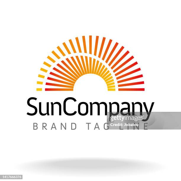 dynamische helle sonnenstrahlen marke firmensymbol - sonnenaufgang stock-grafiken, -clipart, -cartoons und -symbole