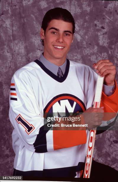 Rick DiPietro gets selected at the NHL draft by the New York Islanders circa 1980 in Uniondale, New York.