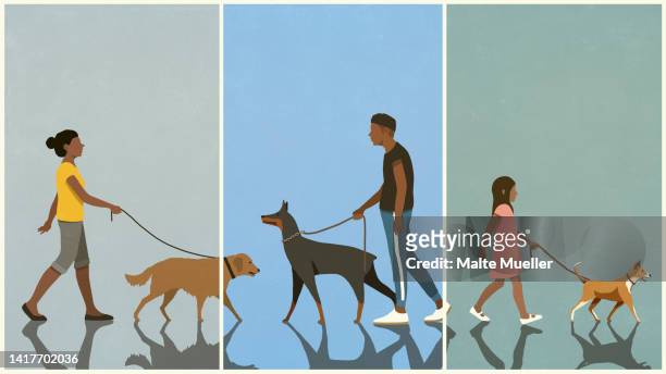 22 Man Walking Dog Side View High Res Illustrations - Getty Images