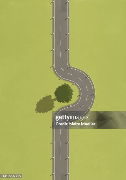 Above Side Rode Cartoon 19 Curved Road Above High Res Illustrations - Getty Images