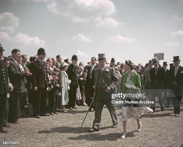 Queen Elizabeth II attends the Epsom Derby, 4th June 1954.