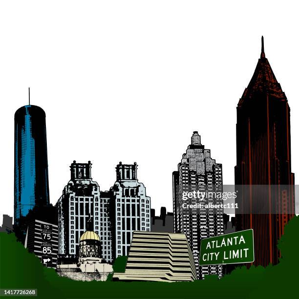 atlanta georgia cityscape illustration - atlanta georgia stock illustrations