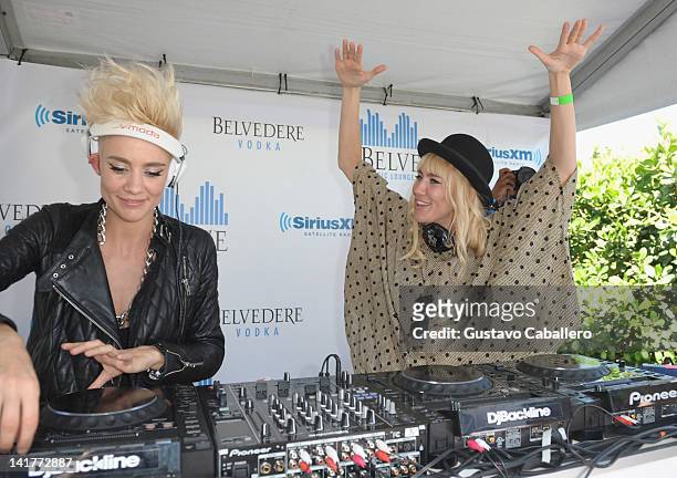 Miriam Nervo and Olivia Nervo of Nervo play SiriusXM's Tiesto's Club Life Radio Channel Launch With Live DJ Set By Tiesto during Miami Music Week At...