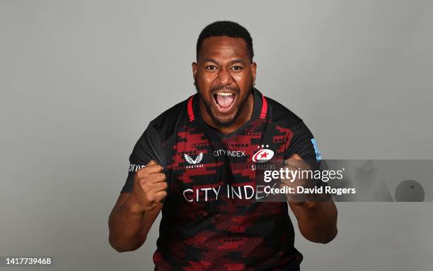 Eroni Mawi of Saracens poses for a portrait during the squad photocall for the 2022-2023 Gallagher Premiership Rugby season at the StoneX Stadium on...