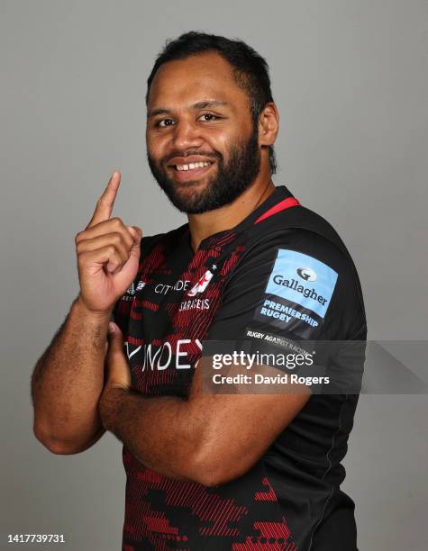 Billy Vunipola of Saracens poses for a portrait during the squad photocall for the 2022-2023 Gallagher Premiership Rugby season at the StoneX Stadium...