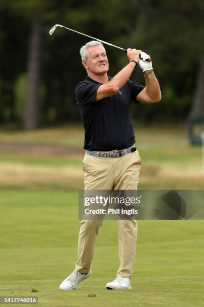 Former Scottish Rugby Union star Gavin Hastings in action during the Celebrity Series Pro-Am prior to the Staysure PGA Seniors Championship 2022 at...