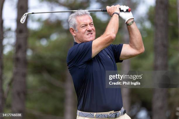 Former Scottish Rugby Union star Gavin Hastings in action during the Celebrity Series Pro-Am prior to the Staysure PGA Seniors Championship 2022 at...