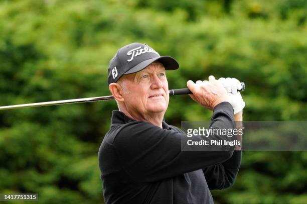 Roger Chapman of England in action during the Celebrity Series Pro-Am prior to the Staysure PGA Seniors Championship 2022 at Formby Golf Club on...