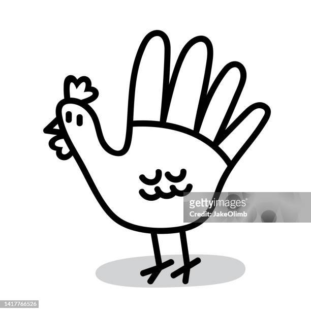 ilustrações de stock, clip art, desenhos animados e ícones de hand turkey doodle 5 - turkey feathers