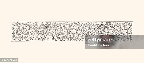 ornamental pattern : design element 19th century (xxxl with lots of details) - lion tattoo stock illustrations