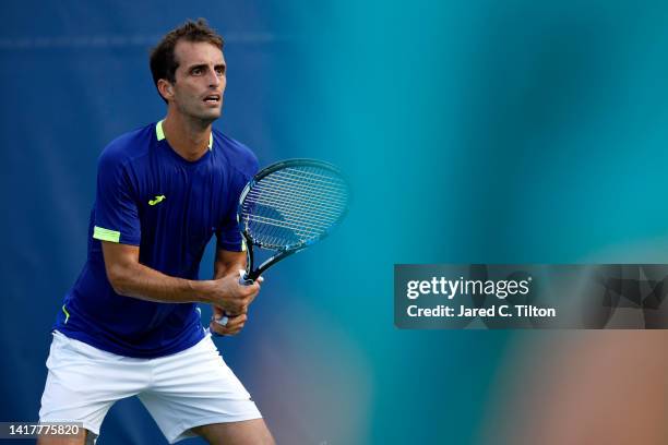 Albert Ramos-Vinolas of Spain prepares to return a shot from Adrian Mannarino of France during their third round match on day five of the...