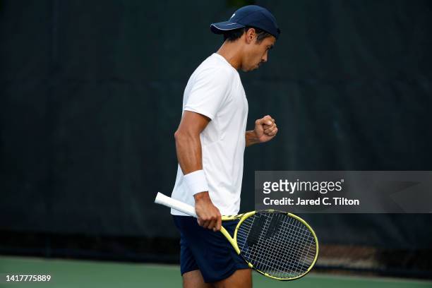 Jason Kubler of Australia reacts following a point against Laslo Djere of Serbia during their third round match on day five of the Winston-Salem Open...