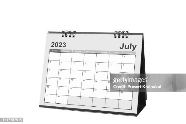 july. monthly dest calendar for 2023 year. clipping path - week seven stock pictures, royalty-free photos & images
