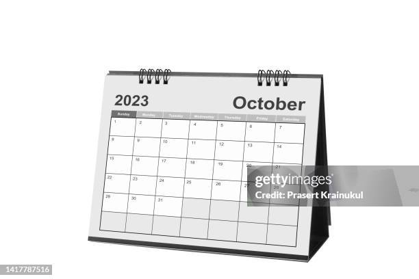 october.  monthly dest calendar for 2023 year. clipping path - tischkalender stock-fotos und bilder