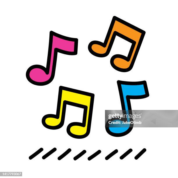 ilustraciones, imágenes clip art, dibujos animados e iconos de stock de notas musicales doodle 6 - notas-musicales