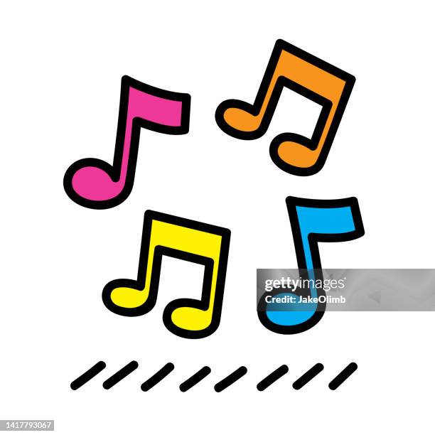 stockillustraties, clipart, cartoons en iconen met music notes doodle 6 - muzieknoot