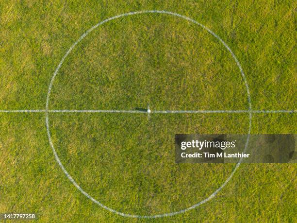 high angle view of a soccer goal - soccer field outline stock pictures, royalty-free photos & images