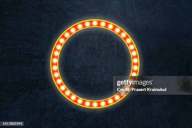 round shape of the red shining marquee - broadway lights stock pictures, royalty-free photos & images