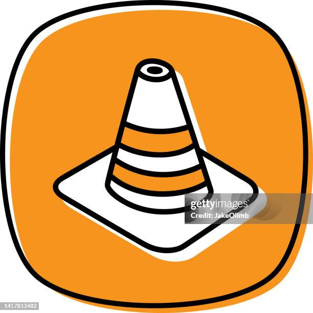 traffic cone doodle 2 - construction barrier stock illustrations