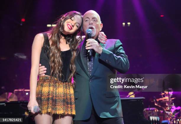 Olivia Rodrigo and Billy Joel perform "Deja Vu" and "Uptown Girl" onstage at Madison Square Garden on August 24, 2022 in New York City.