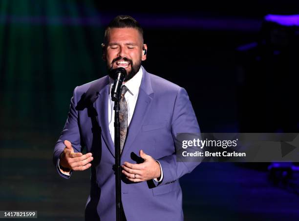 Shay Mooney of Dan + Shay performs during the 15th Annual Academy Of Country Music Honors at Ryman Auditorium on August 24, 2022 in Nashville,...